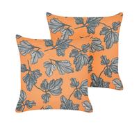 SPIREA Set di 2 cuscini Trama di piante Arancione Nero 45 x 45 cm