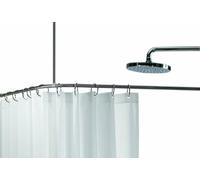 Spirella, Asta angolare per Tenda Doccia in Acciaio Inox, Modello Slim, Supporto a soffitto e Anelli per Tenda Inclusi, Adatto a Tutte Le Tende, 90x90 cm, Cromo