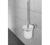 Spirella Atlantic Cromo Ghiacciato Bianco Spazzolino Wc Con Parete Vetro Latteo