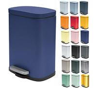 Spirella - Cestino a Pedale in Acciaio Modello Akira - Design Moderno Rettangolare con Rivestimento Anti-Tracce - Chiusura Lenta e Silenziosa - Blu Scuro - 5L