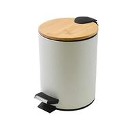 Spirella Pattumiera da 3 o 5 Litri in Acciaio Inox Bamboo Chiusura Ammortizzata con Contenitore Interno Adonis Pattumiera da Bagno a Pedale Contenitore per Immondizia Freno Anticaduta Bianco Opaco