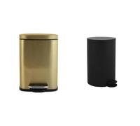 Spirella Cestino Akira a Pedale Oro 5L con Pattumiera Nero | 2 Pattumiere Coordinate · Set Bagno Coordinato · Colori Abbinati · Facile da Pulire