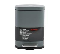 Spirella Pattumiera Akira da 5 litri con pedale, in grigio opaco. Con vetro imbottito e interno Collezione Cube, 21.4X17.6X30 Cm