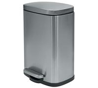 Spirella SP2703 Pattumiera da 12 litri con chiusura ammortizzata, interno in plastica con pedale, argento, cromo