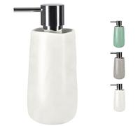 Spirella Collezione Sina, Dispenser di Sapone Liquido Ø 7,5 x 17 cm (0,35 L), gres, Bianco