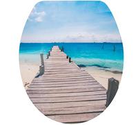 Spirella Coperchio WC in MDF con abbassamento automatico Maldive con finitura lucida e chiusura rapida, cerniere in acciaio inox, multicolore