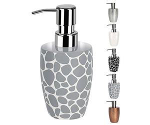 Spirella Darwin - Erogatore di Sapone Liquido in grès porcellanato, Modello Pebble, Colore: Grigio