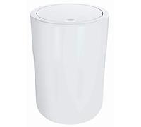 Spirella Design Cocco Pattumiera con Coperchio Basculante e Anello per Fissare i Sacchi della Spazzatura Bagno Contenitore per Cosmetici da 5 Litri (ØxH): 19 x 26 cm Bianco