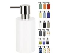 Spirella Dispenser per Sapone Liquido Tube“ Dispenser per lozioni in Porcellana con Dispenser in ABS Cromato capacità 300 ML (ØxH): 7 x 16 cm - Bianco