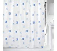 Spirella Milano Ciel Pearl - Tenda per Doccia in Poliestere, Effetto Tessuto, 120 x 200 cm, Colore: Bianco/Blu/Turchese