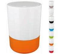 Spirella Moji - Pattumiera a Pedale con Coperchio Basculante, 5 Litri, con Fondo in Silicone, Colore: Bianco/Arancione