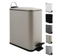 Spirella, Pattumiera a Pedale da 5 Litri, Modello Erik, Rettangolare, Chiusura Morbida e silenziosa Grazie al Sistema Slow Close, Utilizzo Sicuro con i Pedali Antiscivolo, Tortora Opaco