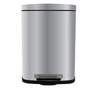 Spirella - Pattumiera da Bagno a Pedale Akira in Acciaio Inox - Chiusura Ammortizzata, Rivestimento Anti-Impronte - 21,4 x 17,6 x 30 cm - 5 L - Argento Satinato