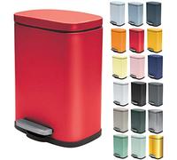 Spirella - Pattumiera da Bagno a Pedale in Acciaio Inox Akira - Chiusura Ammortizzata Easy-Close, Rivestimento Anti-Impronte - 21,4 x 17,6 x 30 cm - 5 L - Rosso Opaco