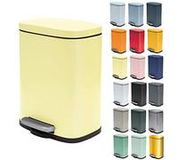 Spirella - Pattumiera da Bagno a Pedale in Acciaio Inox Akira - Chiusura Ammortizzata Easy-Close, Rivestimento Anti-Impronte - 21,4 x 17,6 x 30 cm - 5 L - Giallo Opaco