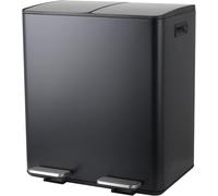 Spirella - Pattumiera Differenziata da Cucina con Pedale 40L (2x20L) - Modello Aliya - Acciaio Inox Spazzolato - Coperchio Soft-Close - Secchi Estraibili - Maniglie Laterali - Nero Opaco