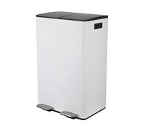 Spirella - Pattumiera Differenziata da Cucina con Pedale 60L (2x30L) - Modello Aliya - Acciaio Inox Spazzolato - Coperchio Soft-Close - Secchi Estraibili - Maniglie Laterali - Bianco Opaco
