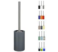 Spirella Porta scopino Porta scopino “Tube” Set WC da appoggio in Ceramica e Acciaio Inox Grigio Scuro