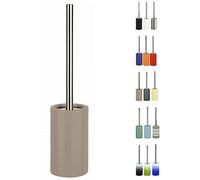 Spirella Porta scopino Porta scopino “Tube” Set WC da appoggio in Ceramica e Acciaio Inox Tortora/Beige
