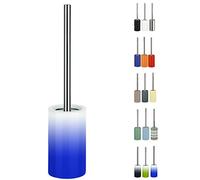 Spirella Porta scopino Tube Set WC da appoggio in Ceramica e Acciaio Inox Blu/Bianco