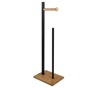 Spirella - Portarotolo da terra in acciaio e bambù ALVAR - Portarotolo e rullo di ricambio - Portaoggetti per WC - 20 x 68 x 18 cm - Nero