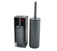 Spirella, Scopino WC con Supporto in Acciaio, Modello Akira, Testina Intercambiabile e Solido Vaso in Acciaio, con Contenitore Igienico, Scopino Chiuso, da Terra, Grigio Opaco, 40 x 9,5 x 9,5 cm