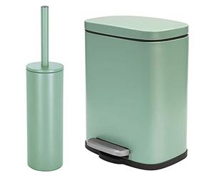 spirella Set da bagno, 2 pezzi, pattumiera con abbassamento automatico e spazzola per WC, in acciaio inox, colore verde