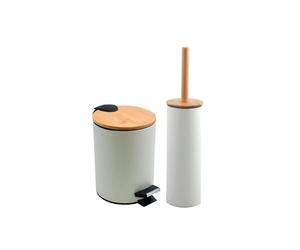 Spirella Set Pattumiera a pedale 3L e scopino Adonis Bianco opaco