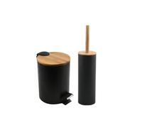 Spirella Set pattumiera a pedale 5 l e scopino Adonis nero opaco