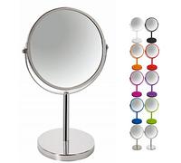 Spirella Specchio da Trucco, Specchio di Bellezza, Specchio cosmetico bifacciale, Specchio da toeletta Girevole Sydney, ingrandimento 2X - Argento Lucido