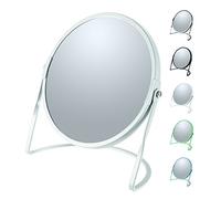 Spirella - Specchio ingranditore da terra Akira - Acciaio robusto - Bifacciale con ingrandimento 5x e specchio normale - Girevole a 360° - Bianco opaco