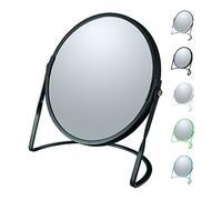 Spirella - Specchio ingranditore da terra AKIRA - Acciaio Robusto - Doppia Faccia con Ingrandimento x5 e Specchio Classico - Ruotabile a 360° - Nero Opaco