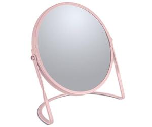 Spirella - Specchio ingranditore da terra AKIRA - Acciaio Robusto - Doppia Faccia con Ingrandimento x5 e Specchio Classico - Ruotabile a 360° - Rosa Opaco