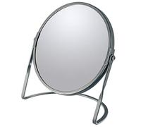 Spirella - Specchio ingranditore su Piede AKIRA - Acciaio Robusto - Doppia Faccia con Ingrandimento x5 e Specchio Classico - Ruotabile a 360° - Grigio Opaco