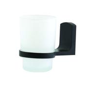 Spirella Taku - Bicchiere da Fissare in Vetro e Cromato, Colore: Trasparente e Nero