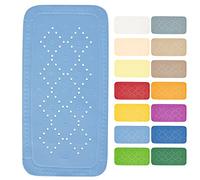 SPIRELLA - Tappeto per Vasca in Schiuma PVC Modello Alaska - Tappeto da Bagno Antiscivolo con Ventose + Fori di Drenaggio Antimuffa - Blu Bermuda - 71 X 36 cm