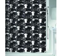 Spirella Tenda da Doccia antimuffa, Antibatterica, Lavabile, Impermeabile, in Poliestere, Motivo Patchwork, 180 x 180 cm, Colore Nero