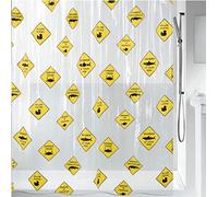 Spirella Tenda da doccia antimuffa Danger antibatterica lavabile e impermeabile in PEVA giallo trasparente 180 x 200 cm