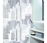 Skyline Argento Bianco Eco Tenda Da Doccia 180 X 200 CM. 100% PEVA