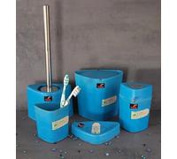 Spirella Trix Eco Badset Acquablau 5Tlg 1 Con Dreieck-Design. Bambushäcksel