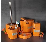 Spirella Trix Eco Set da Bagno Arancione 5 Pezzi Dreieck-Design. Bambushäcksel
