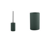 Spirella Tube Set Bagno Scopino WC + Bicchiere Verde scuro | contenitore chiuso, testina sostituibile, ampia apertura, base stabile, colore verde scuro