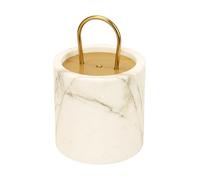 Spiretro Fermaporta decorativo in marmo bianco con manico in ottone, altezza 19,1 cm, peso 4,5 kg, fermaporta cilindrico con fondo in morbido velluto per antiscivolo, design elegante e durevole per