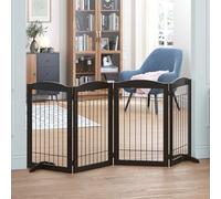 Spirich, cancello autoportante in legno per cani, recinto per cani, cancello per la casa, porta, scale, recinzione di sicurezza per animali domestici extra larga.