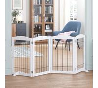 Spirich, cancello autoportante in legno per cani, recinto per cani, cancello per la casa, porta, scale, recinzione di sicurezza per animali domestici extra larga.