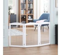 Spirich Cancello per animali domestici autoportante per cani, cancello alto per cani per case, porte, scale, recinzione di sicurezza per cuccioli con filo argentato, 152,4 cm extra largo, 76,2 cm di