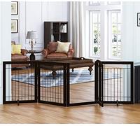 SPIRICH Cancello per cani extra largo 243,8 cm, alto 76,2 cm, con porta passante, cancelletto autoportante per animali domestici, per casa, porta, scale, recinzione di sicurezza per cuccioli di