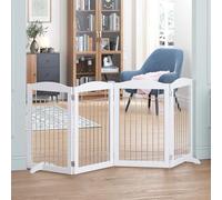 Spirich Cancello per cani extra largo e alto per casa, porta, scale, autoportante, pieghevole, in filo metallico per cani, larghezza 203 cm, altezza 76 cm, bianco (4 pannelli)