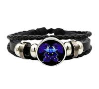 Spirilet - Braccialetto con manifestazione dello zodiaco, braccialetto dei dello zodiaco, braccialetti in pelle multistrato regolabile 12 costellazioni per uomini e donne e ragazze, Se référer