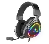 Spirit Of Gamer - Elite H40, Cuffie Gaming RGB con Microfono Staccabile per PC, Jack da 3,5 mm, Altoparlante da 40 mm, Ultra Leggere, Archetto e Cuscinetti in Nylon, Nero